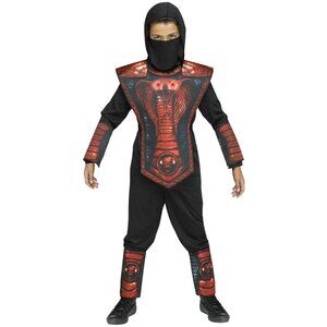 Fun World Complete Cobra Red Costume Hooded Tunic Pants Mask Wrist Ankle Guards